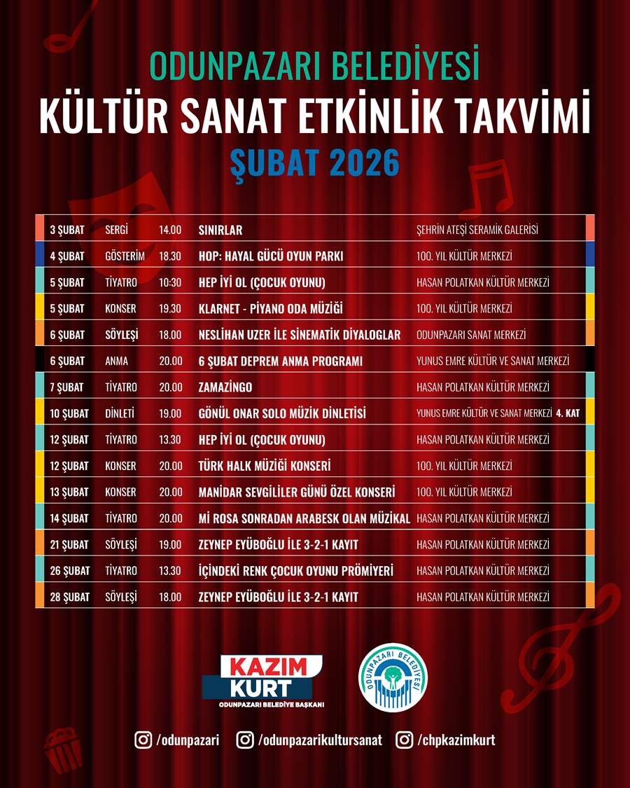 KÜLTÜR SANAT ETKİNLİK TAKVİMİ